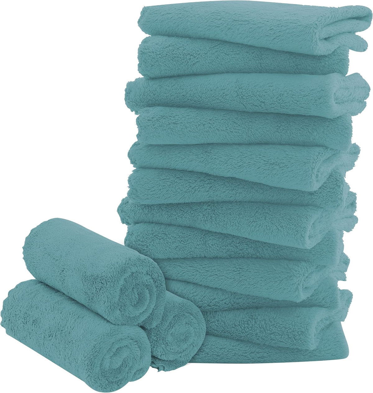 16 Pack Baby Washcloths - Luxury Multicolor Coral Fleece - Extra Absorbent and Soft Wash Clothes for Newborns, Infants and Toddlers - Suitable for Sensitive Skin and New Born - Baby Shower, 10x10 Inch