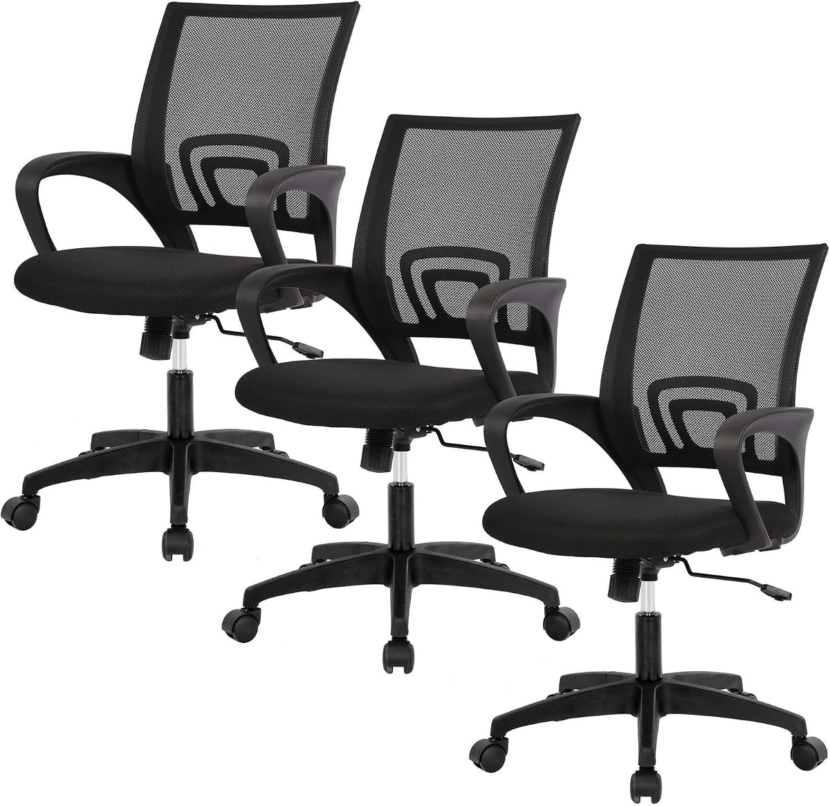 BestOffice Ergonomic Office Chair | Mid-Back Swivel Desk Chair | Dark Black