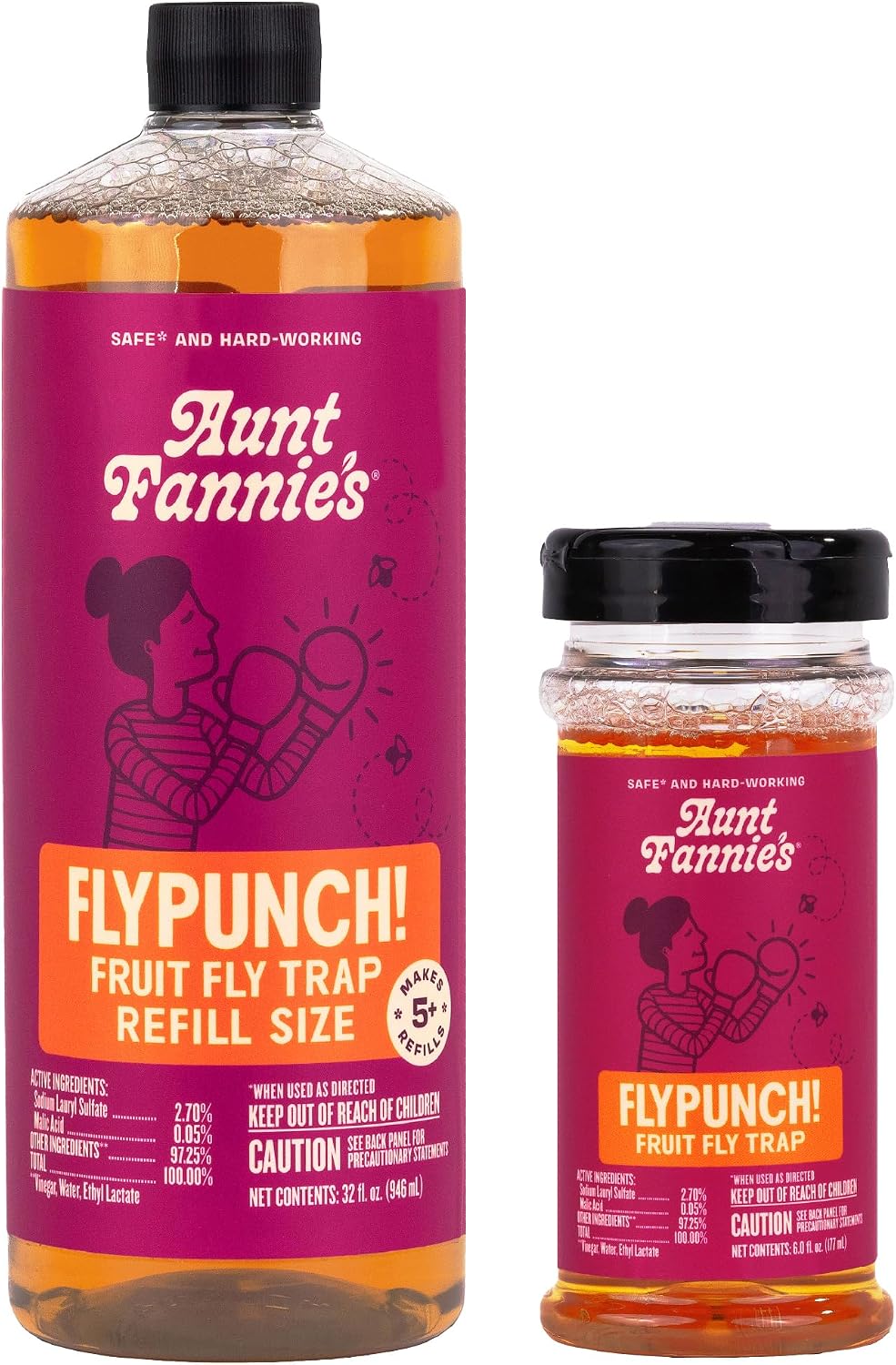 Aunt Fannie's FlyPunch Fruit Fly Trap, Indoor Kitchen Use, 6 oz, Pack of 2