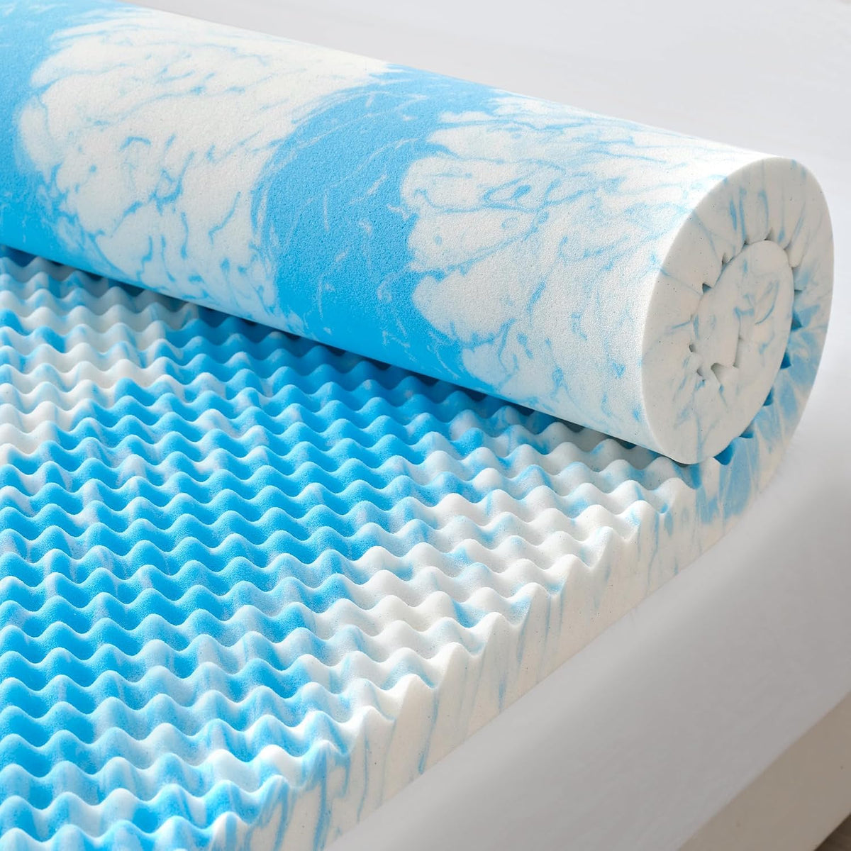 SINWEEK 2 Inch Egg Crate Memory Foam Mattress Topper Twin Size, Soft Mattress Pad for Back Pain Relief, Bed Topper, CertiPUR-US Certified, Blue