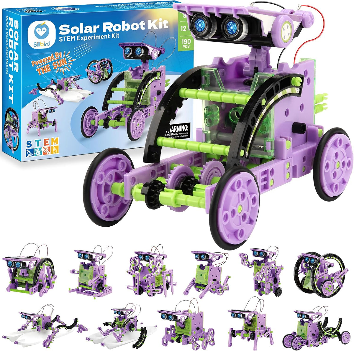 Sillbird 12-in-1 Solar Robot Building Kit STEM Gift for Boys Ages 8-13