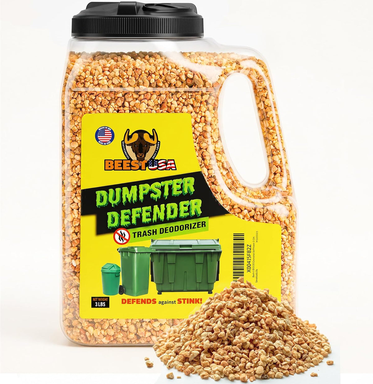 BEEST Dumpster Defender - 1.5lbs Outdoor Trash Can Deodorizer & Liquid Waste Absorber (Made in USA) Biodegradable Trash Can Odor Eliminator - Powerful Garbage Deodorizer for Always-Fresh Bins - 7 Cups