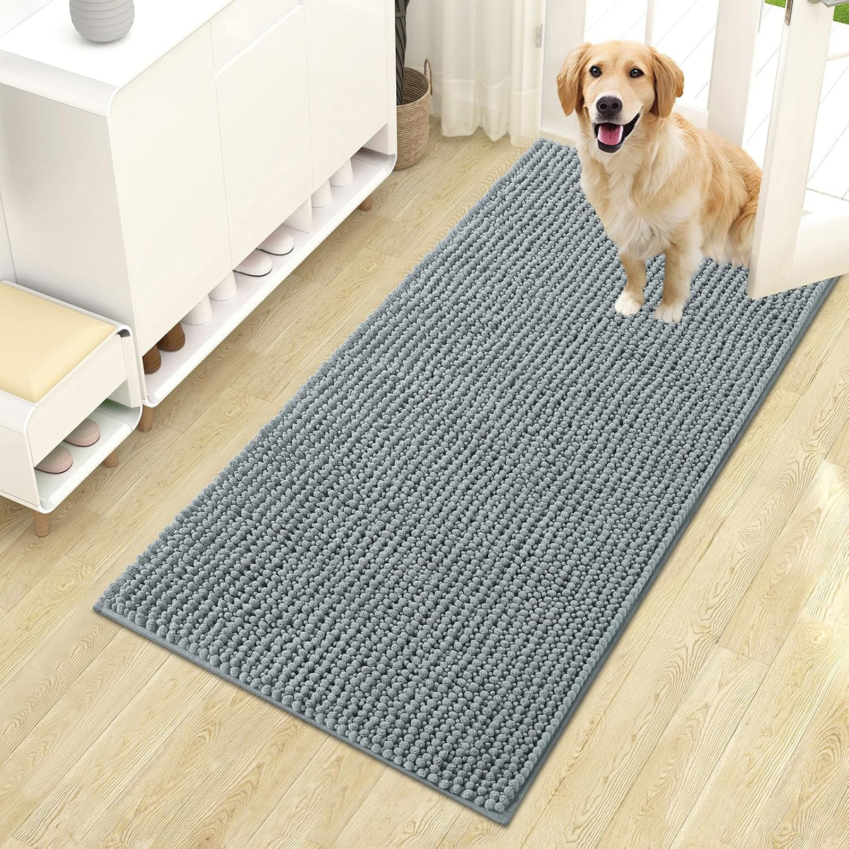 OLANLY Dog Door Mat for Muddy Paws 30x20, Extra Absorbent Chenille Mud Mat