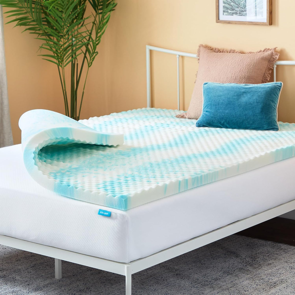 Linenspa Memory Foam Mattress Topper, Twin XL Size - 2 Inch Gel Infused Memory Foam - Plush Feel - Cooling and Pressure Relieving - CertiPUR Certified - Dorm Room Essentials