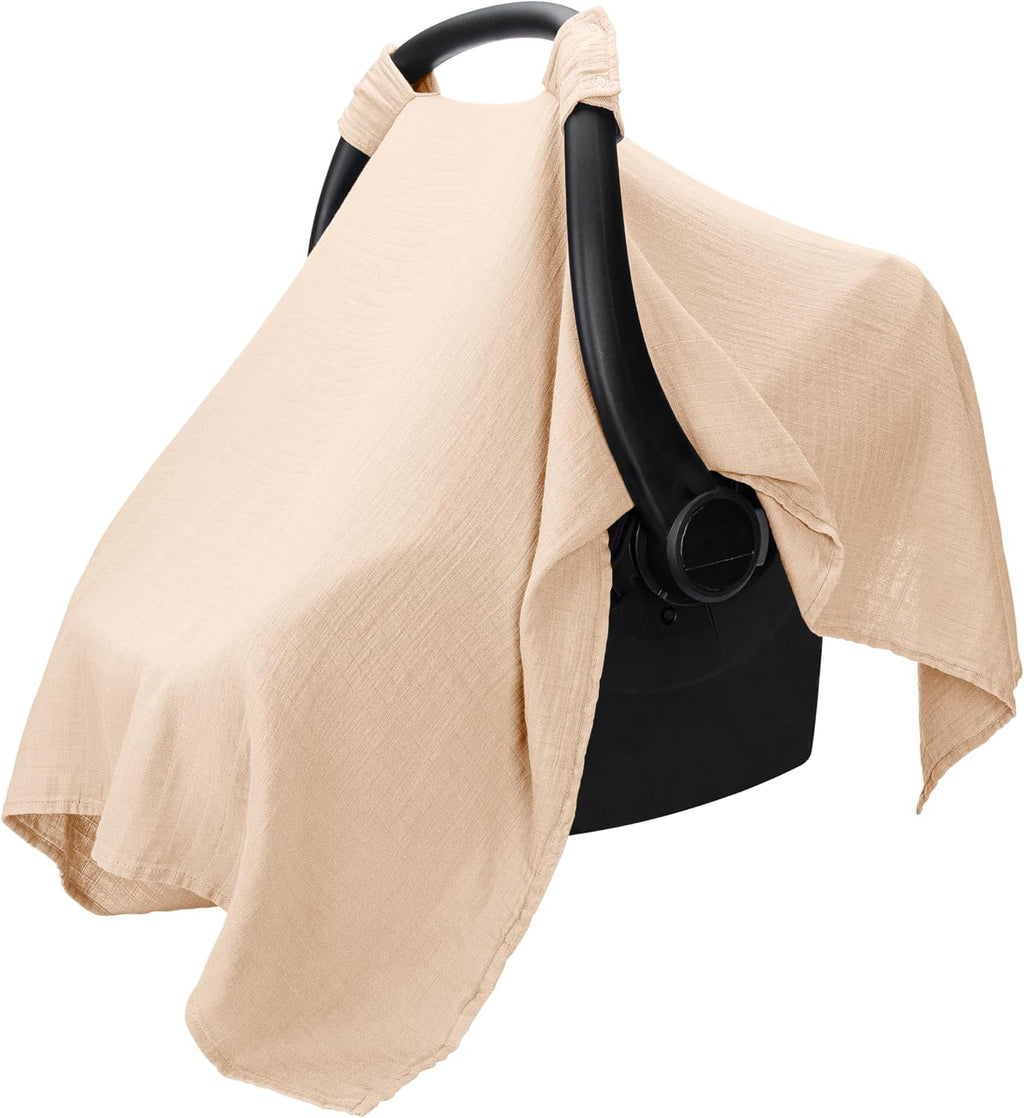 Comfy Cubs Baby Car Seat Cover - Muslin Cotton Baby Seat Cover Sage