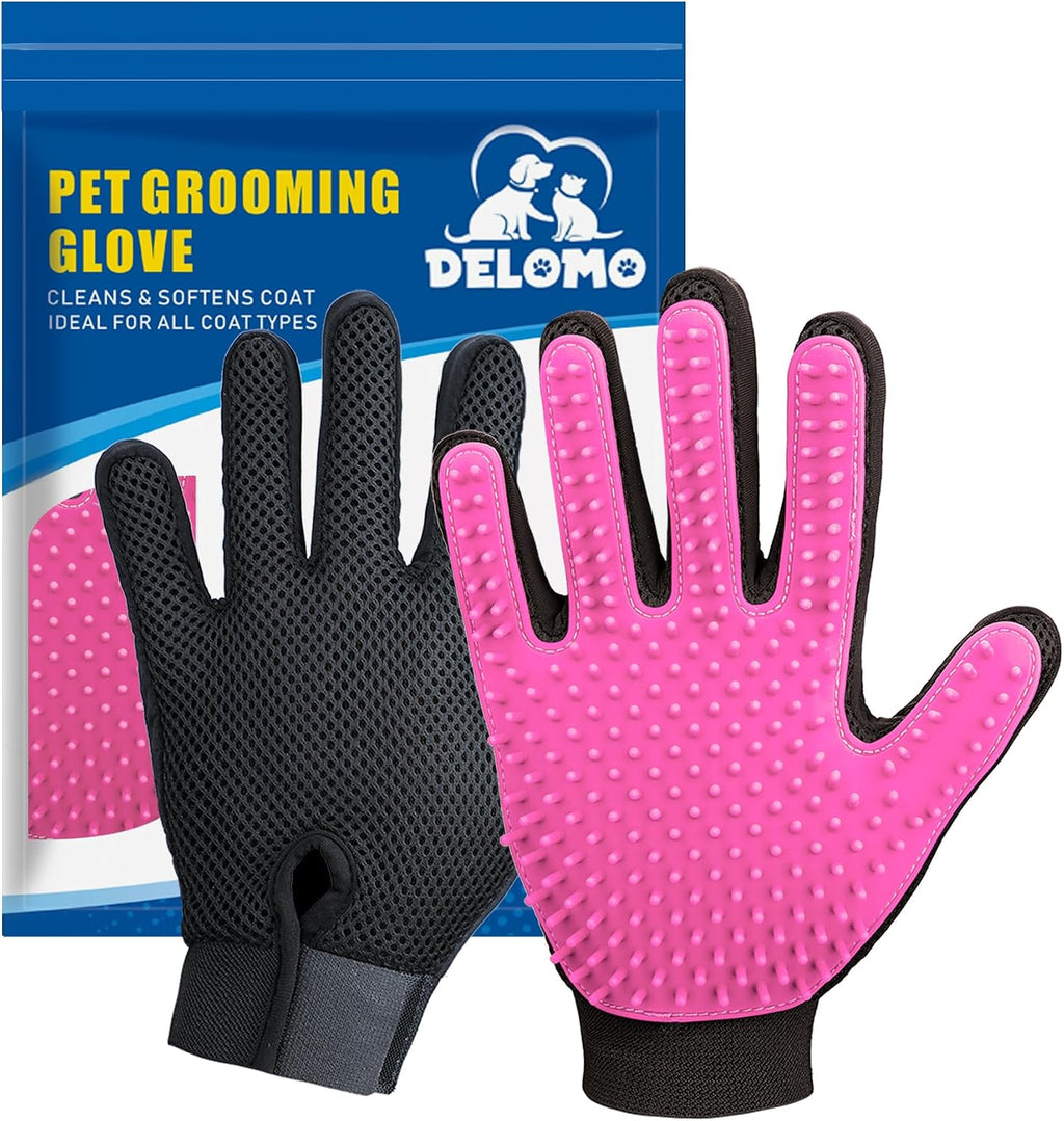 Pet Hair Removal Glove with 255 Silicone Tips for Dogs & Cats, 1 Pair Blue