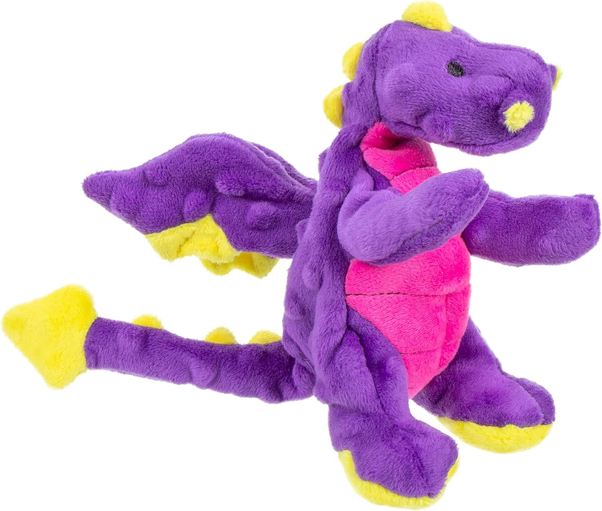 goDog Bubble Plush Dragons Squeaky Dog Toy, Chew Guard Technology - Coral, Large