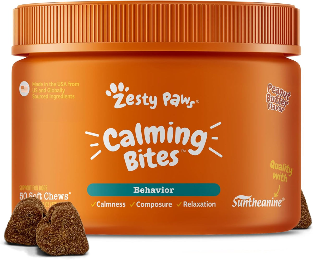 Zesty Paws Calming Chews for Dogs - Dog Calming Supplement, PB, 90 Ct