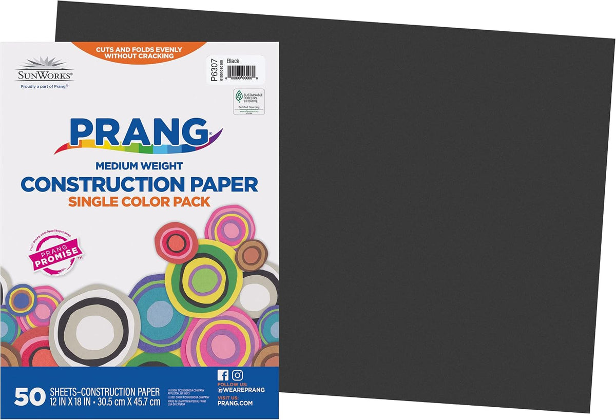 Prang (Formerly SunWorks) Construction Paper, 10 Assorted Colors, 12" x 18", 50 Sheets