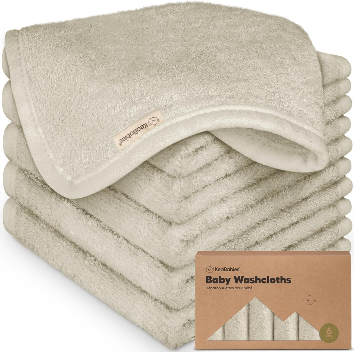 6-Pack Baby Washcloths, Soft Absorbent Washcloths for Face, Body (White)