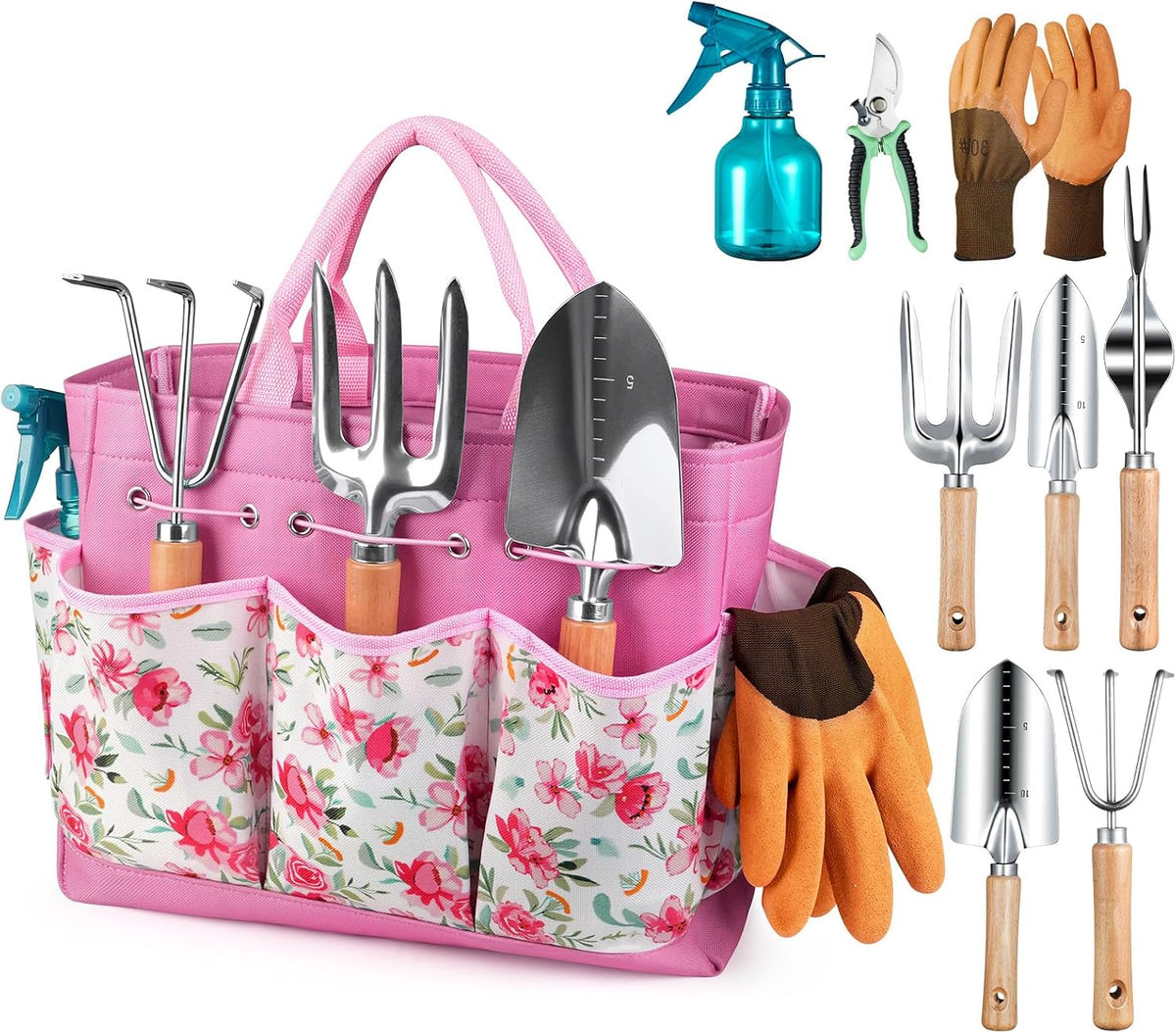 Grenebo Heavy Duty Gardening Tools with Handbag, Gardening Gifts for Women