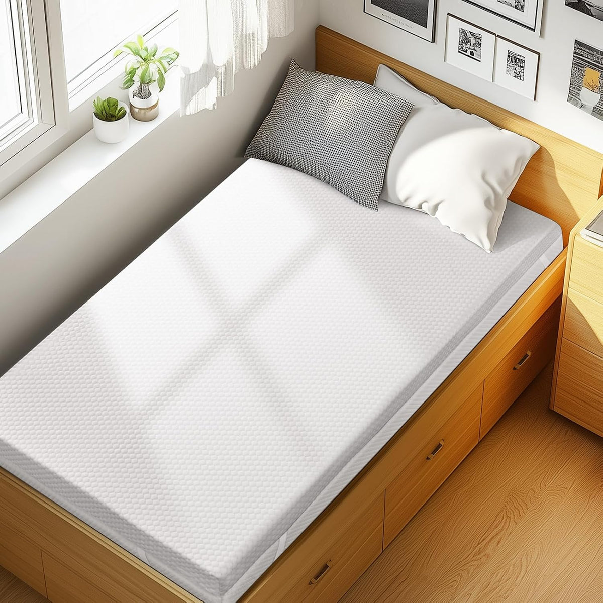 PERLECARE Queen 3 Inch Gel Memory Foam Mattress Topper with Cover