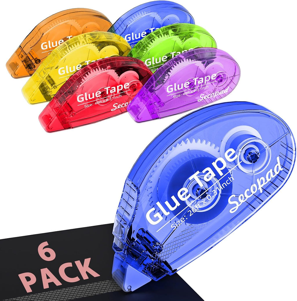Secopad Scrapbook Tape, 8 Pack Glue Tape, Light-Colored Shell