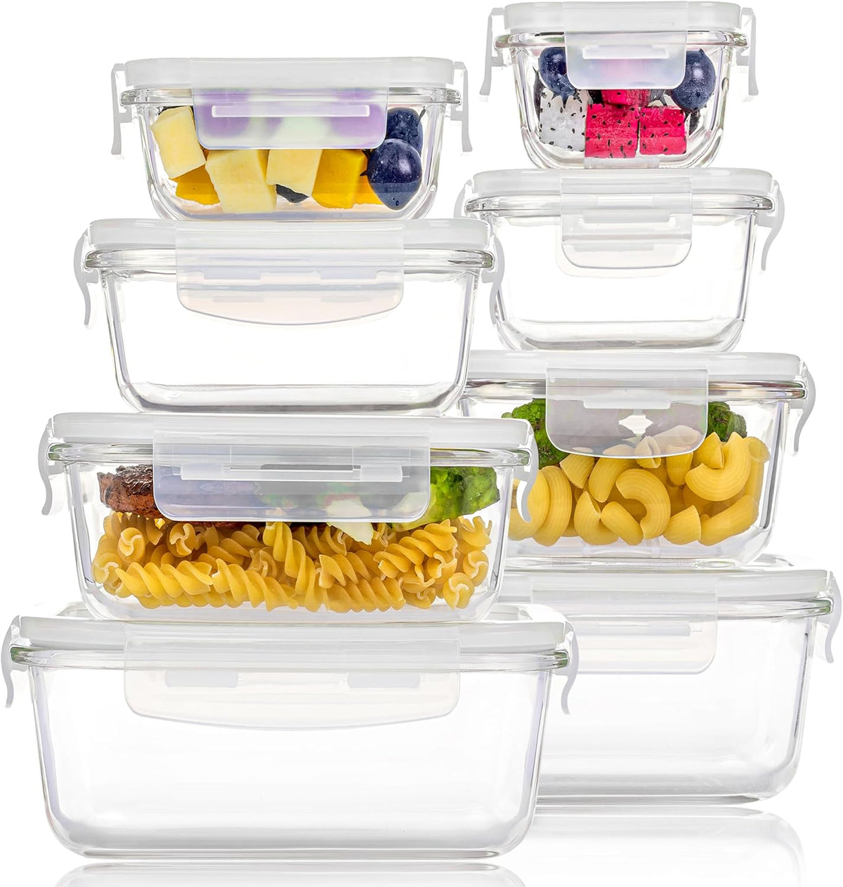 Vtopmart 8 Pack Glass Food Storage Containers with Airtight Lids