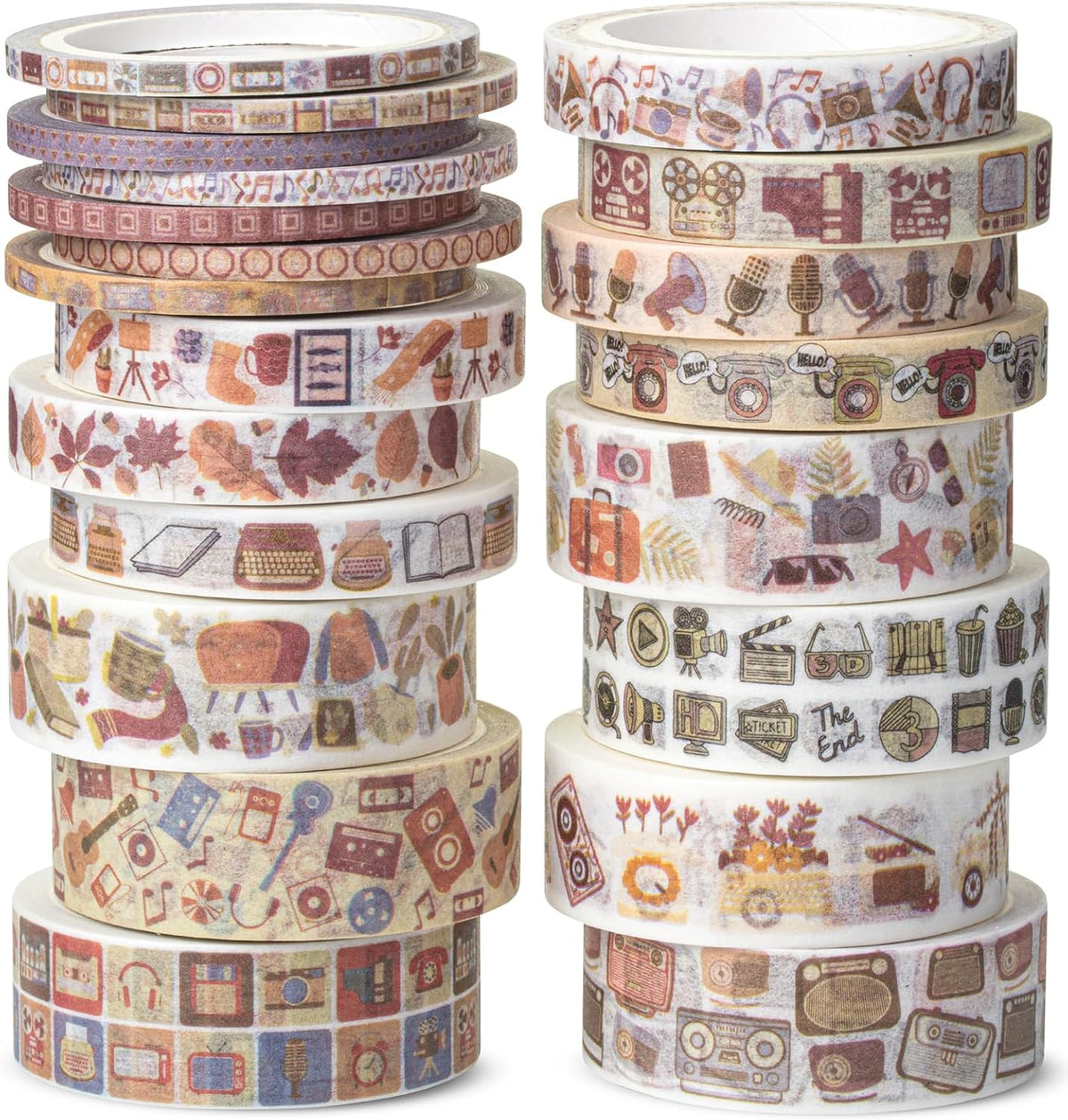Mr. Pen- Washi Tape Set, 21 Rolls, Assorted Sizes, Floral