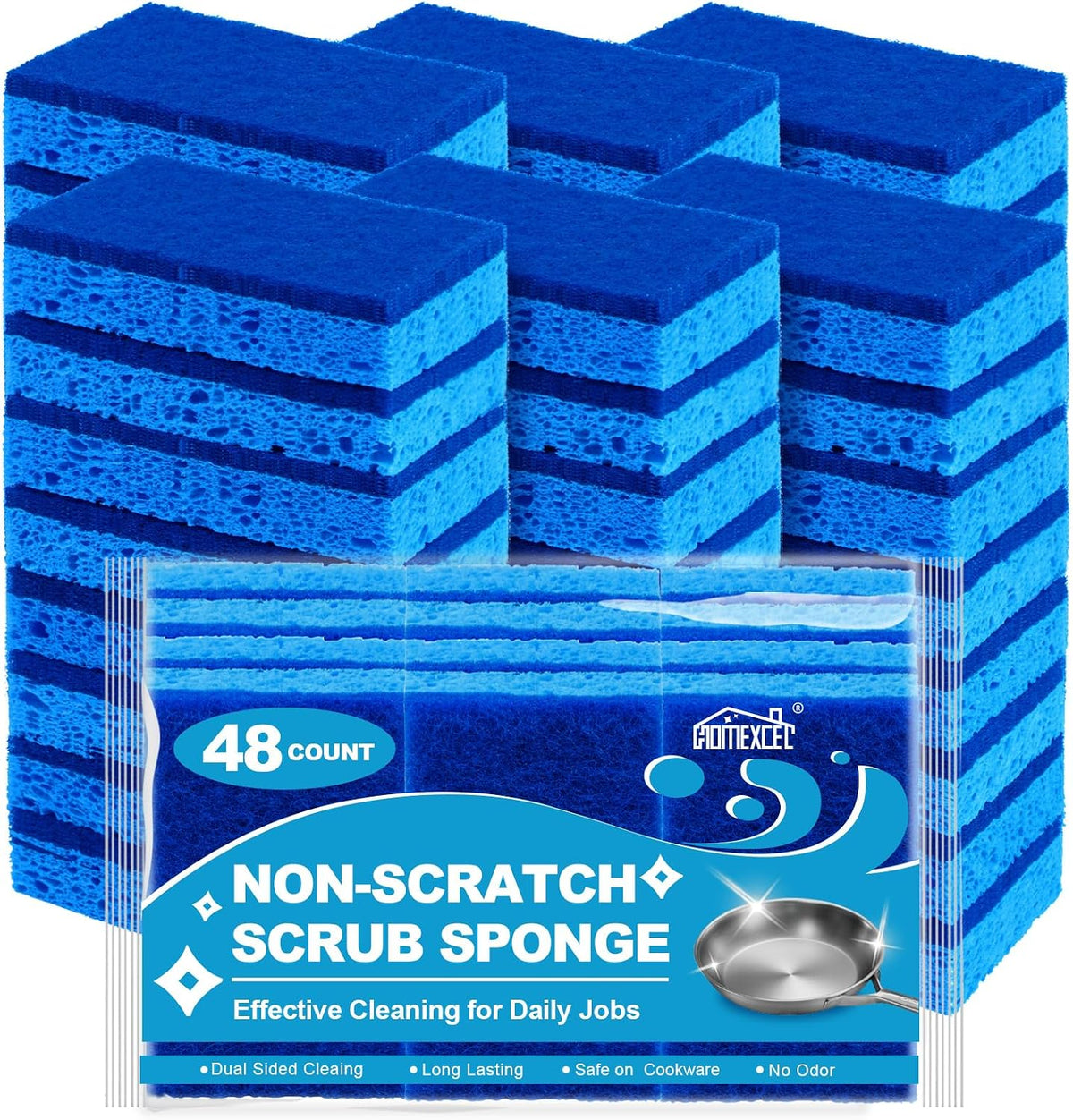 HOMEXCEL Sponges Kitchen 24 Pack, Non Scratch Scrub Dish Sponge for Dishes