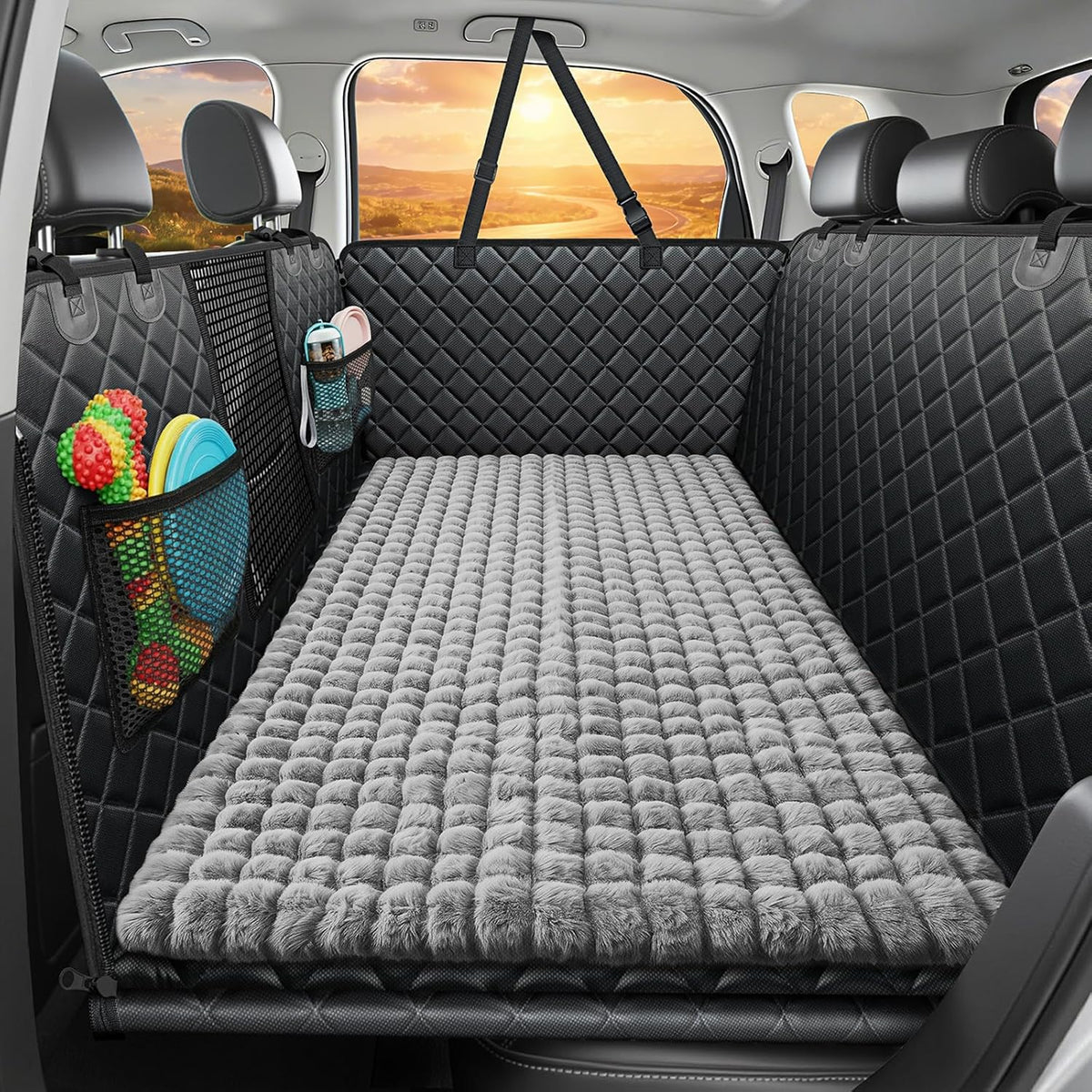 URPOWER Back Seat Extender for Dogs, Large Hard Bottom Dog Car Seat Cover