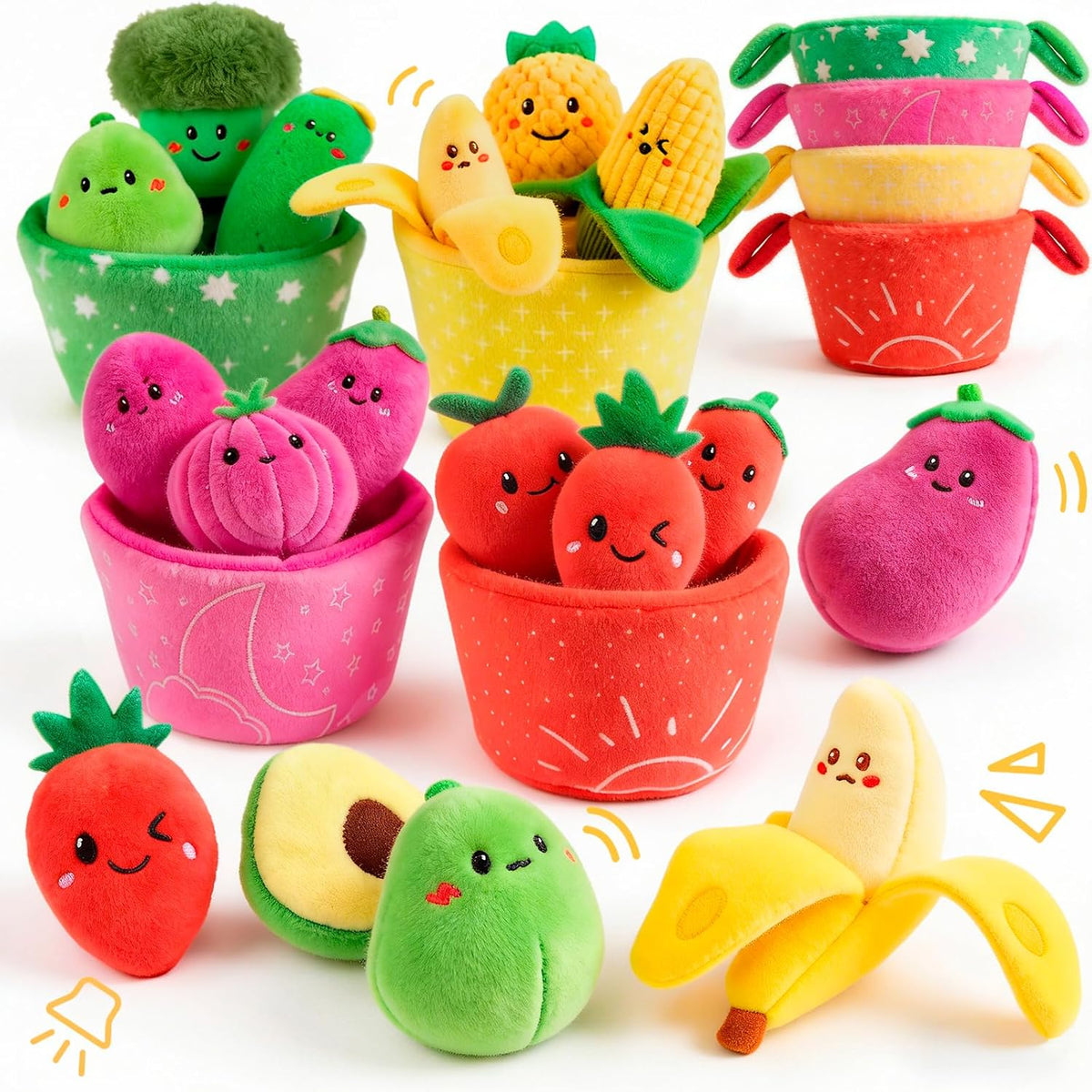 SAIMAND Baby Toys 6-12 Months,16PCS Montessori Plush Sensory Play Food Gift