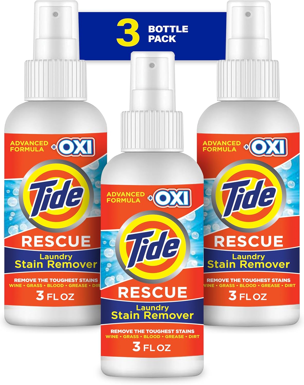 Tide Laundry Stain Remover Spray with Oxi | Stain Remover for Clothes, Carpet, Upholstery, Pet Bedding, & More | Stain Treater Spray for Tough Stains from Wine, Coffee, Grease | 22 Fl Oz (Pack of 4)