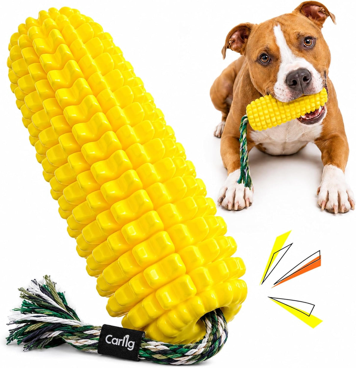 Carllg Dog Chew Toys for Aggressive Chewers, Indestructible Tough Dog Toys | Durable Squeaky Interactive Puppy Teeth Chew Corn Stick Toy for Small Medium Large Breed