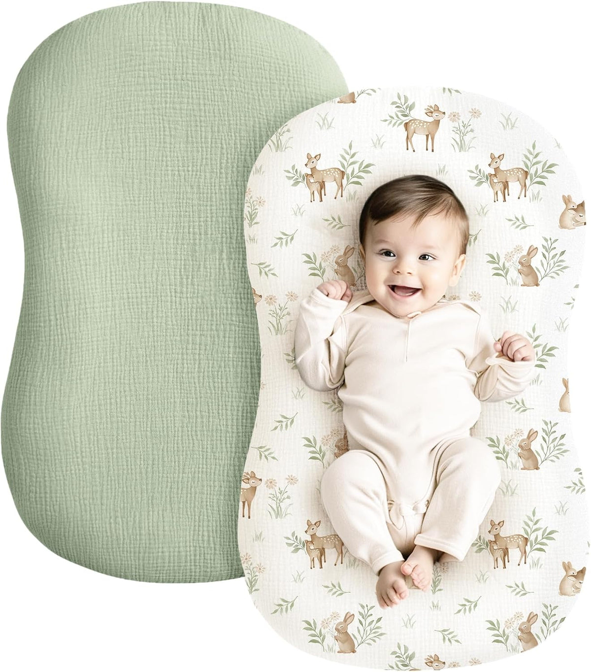 Konssy 2 Pack Muslin Baby Lounger Covers, Covers Only, 30.7" x 20"