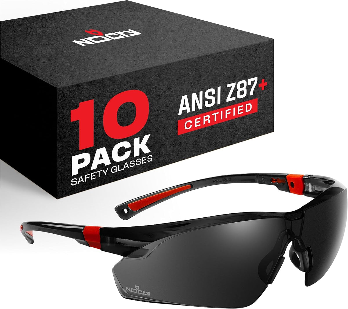 NoCry Safety Sunglasses with Green Tinted Wraparound Lenses; Tinted Safety Glasses for Men and Women with Adjustable Arms & No-Slip Grips; Work Glasses with UV 400 Protection; ANSI Z87.1 Rated