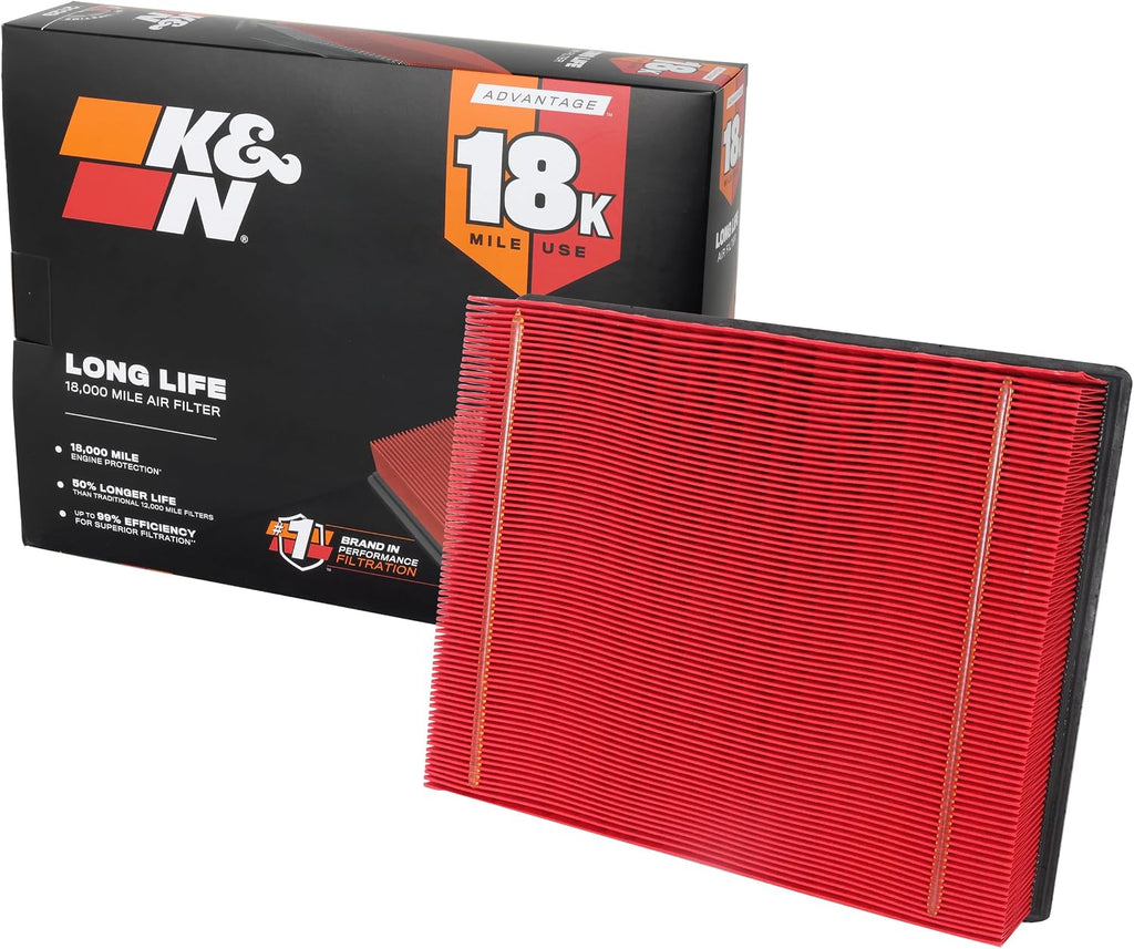 K&N Engine Air Filter: Long Life 18,000 Mile Replacement Air Filter: Compatible with 1999-2020 Chevy/GMC Truck/SUV V6/V8 (Silverado, Suburban, Tahoe, Sierra, Yukon, Avalanche), KNA-2129