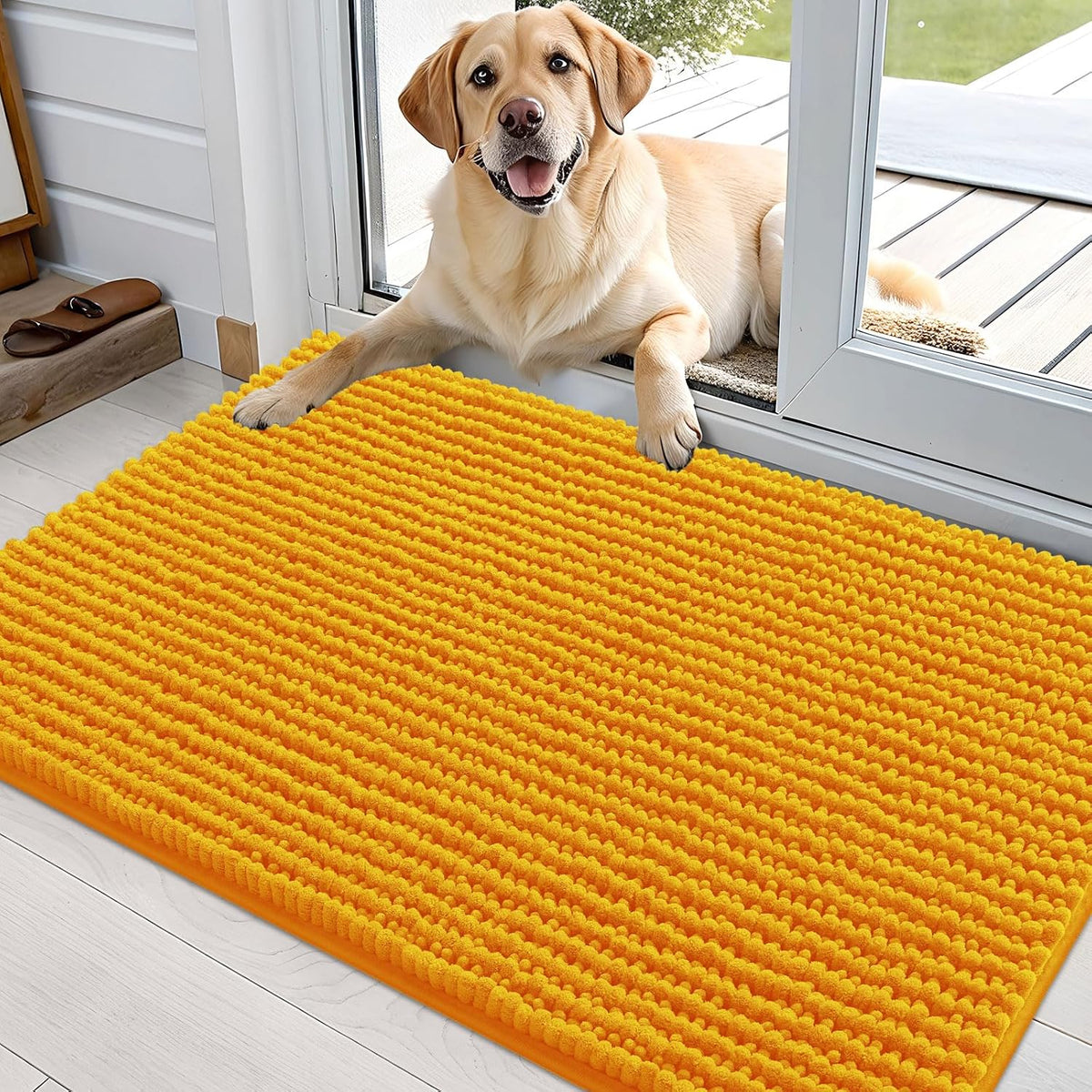 OLANLY Dog Door Mat for Muddy Paws 30x20, Extra Absorbent Chenille Mud Mat