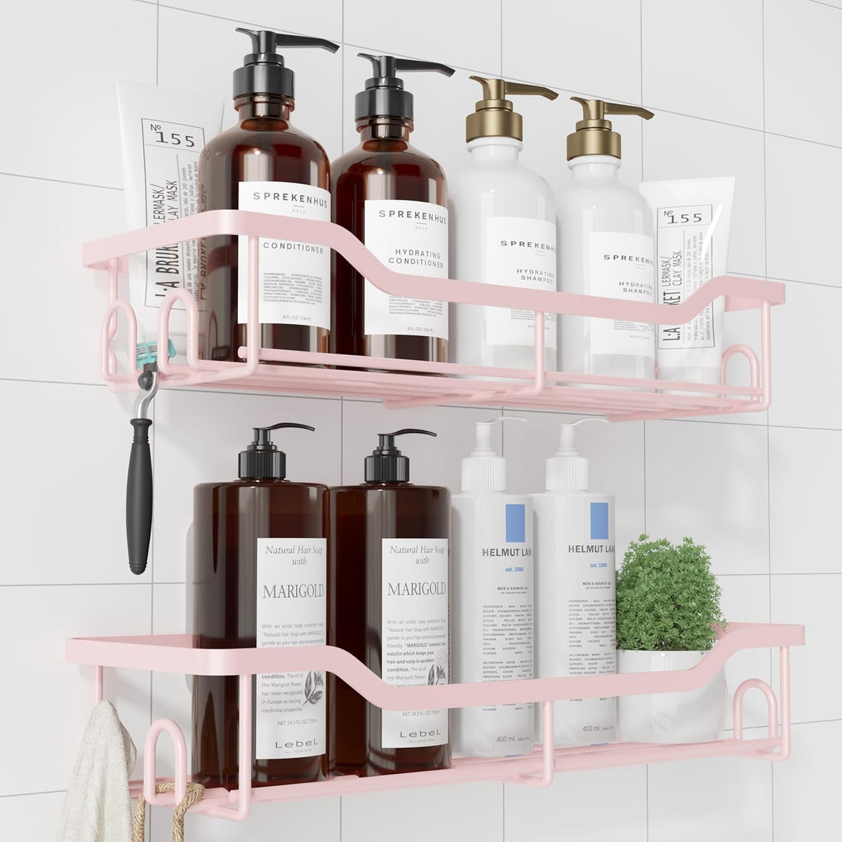 Kitsure Shower Caddy, Adhesive Shower Organizer, Large, Black