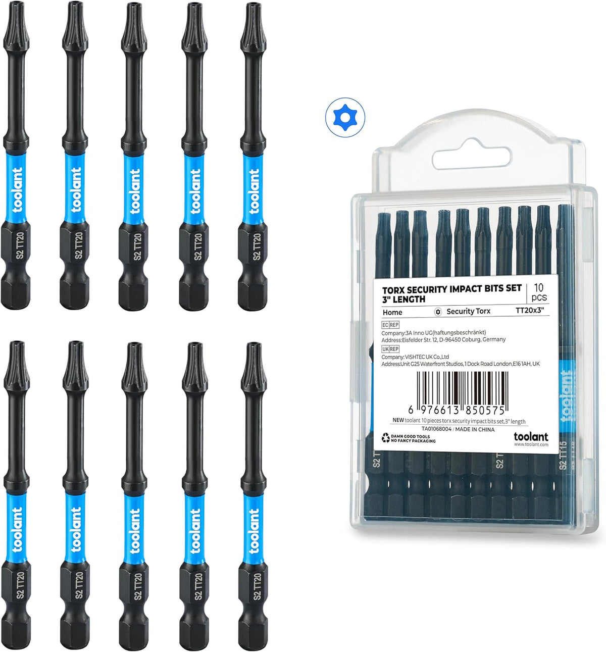 toolant 27PCS Impact Torx Bit Set TT7-TT40 S2 Steel Security Torx