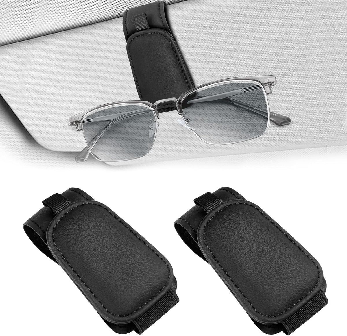 Teraves 2 Pack Sunglass Holder for Car Visor, Magnetic, Easy to Hold
