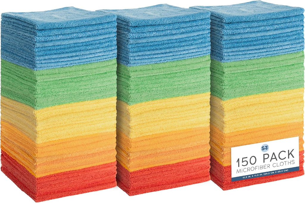 S&T INC. Microfiber Cleaning Cloth, 50 Pack, 11.5" x 11.5"