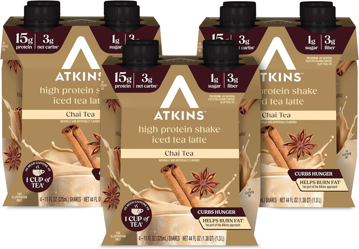 Atkins Café au Lait Iced Coffee Flavored High Protein Shake, Low Sugar and Low Carb, Keto Friendly, Ready to Drink Protein Drink, Gluten Free, 12 Count