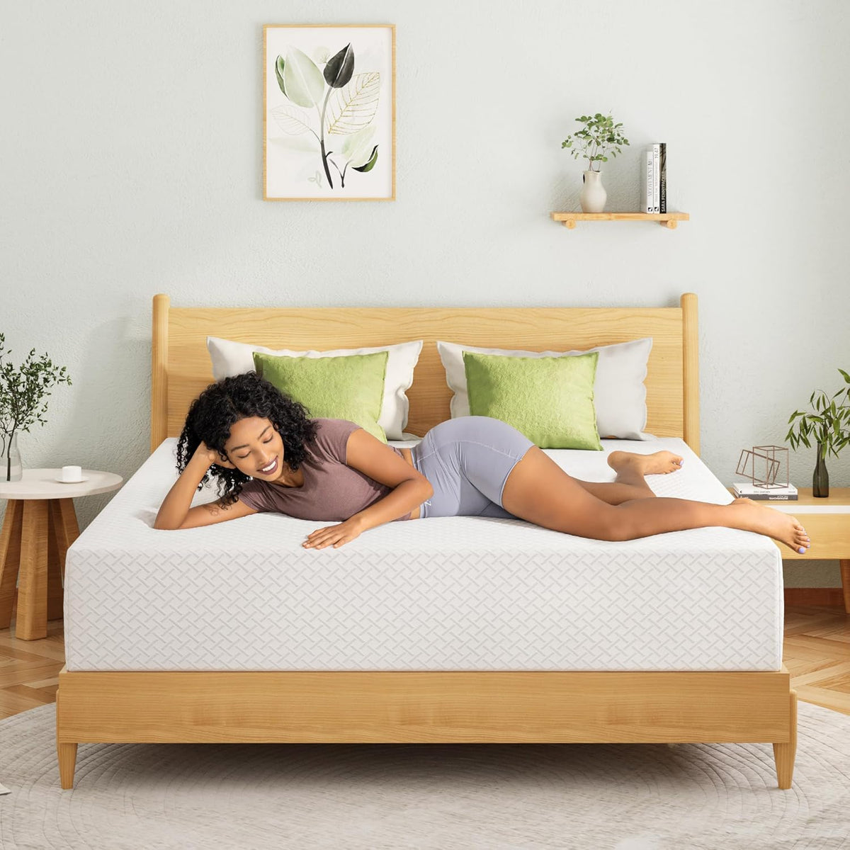EGOHOME Full Size Memory Foam Mattress 8 Inch, Green Tea, Medium Firm