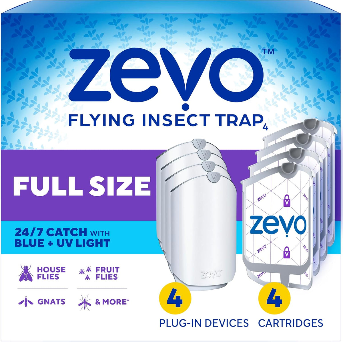 Zevo Flying Insect Trap for Fruit Flies & Gnats, 2 Plug-in Bases, 2 Refills