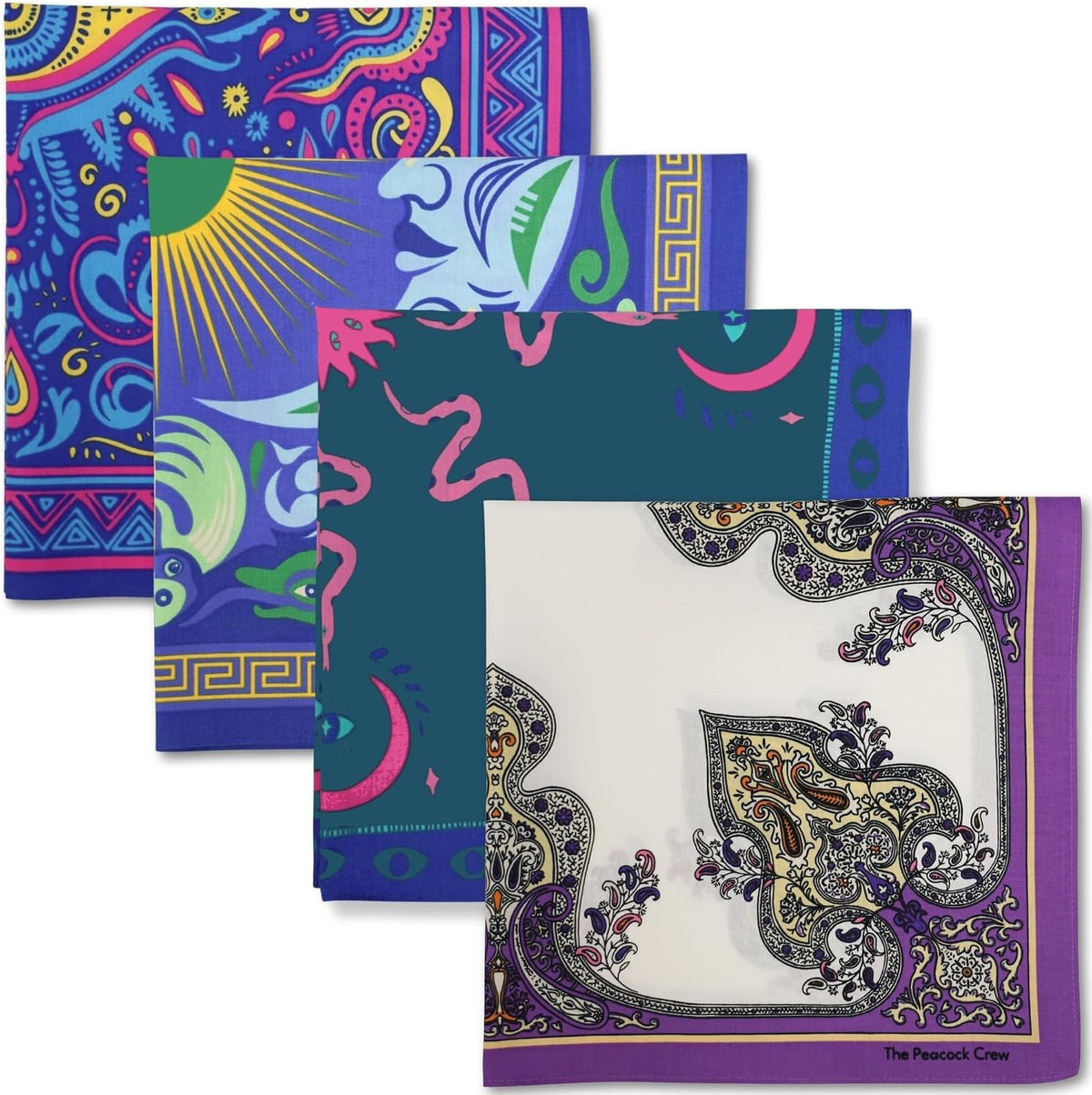 The Peacock Crew Premium Soft Cotton Bandanas Pack for Men and Women Paisley 22 x 22 inches