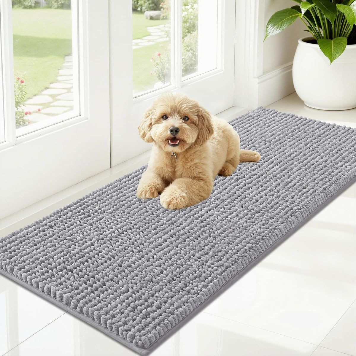 OLANLY Dog Door Mat for Muddy Paws 30x20, Extra Absorbent Chenille Mud Mat