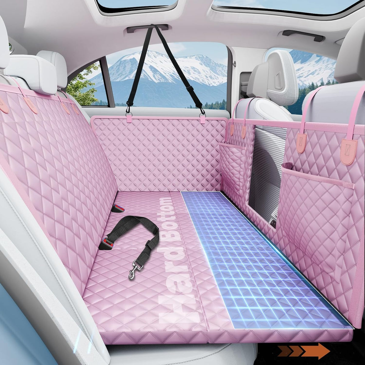 Dog Car Seat Cover for Back Seat, Hard Bottom Hammock Hold 400lbs For Cars