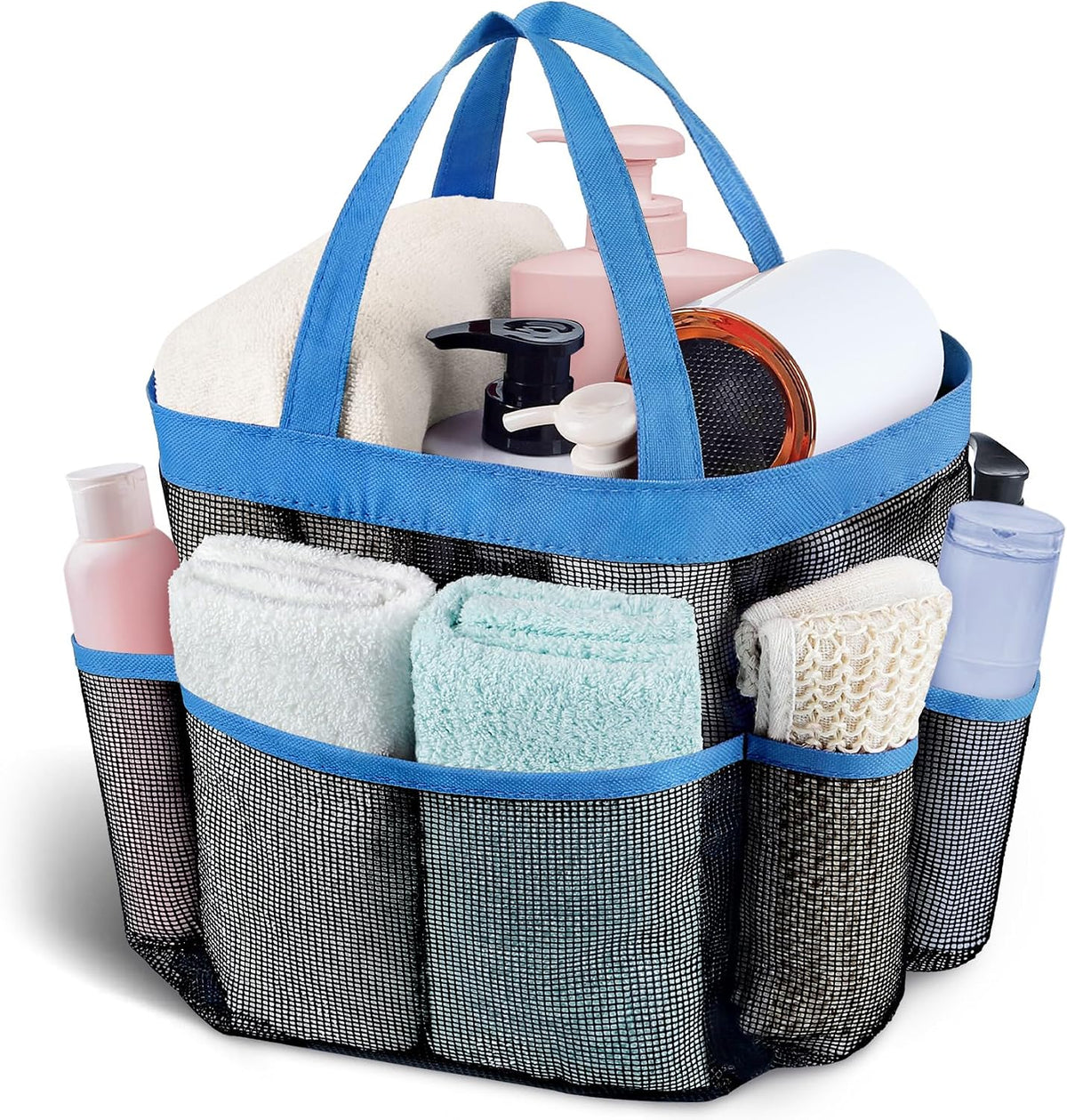 Mesh Shower Caddy Portable - 9 Pockets, Shower Bag for Dorm Room Camping