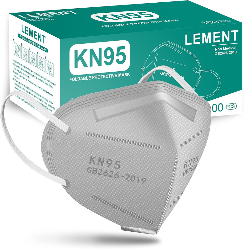 LEMENT 50pcs KN95 Face Mask Black 5-Layer Filter≥95% Cup Dust Safety Masks