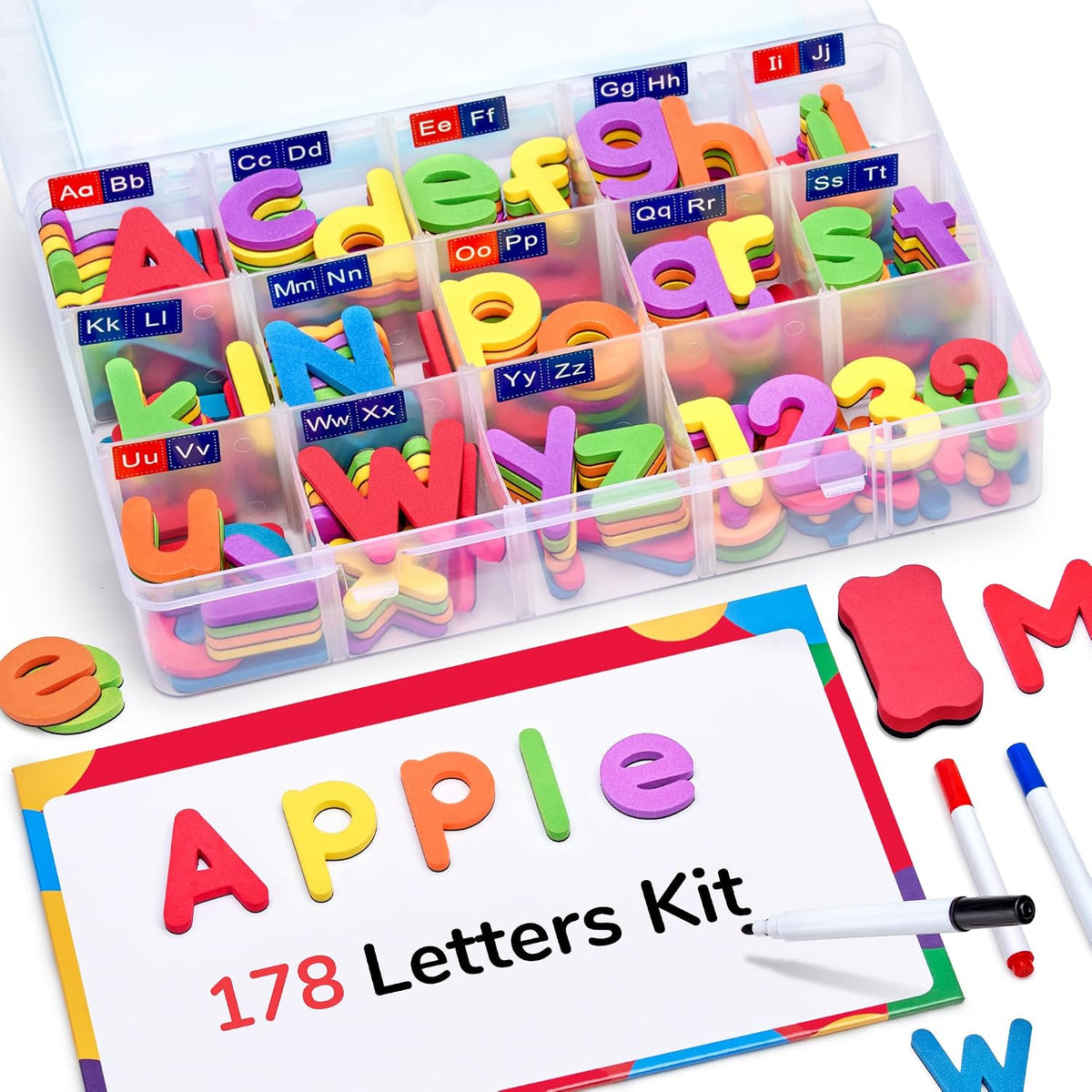 Gamenote Magnetic Alphabet Letters Kit, 238 Pcs with Magnet Board
