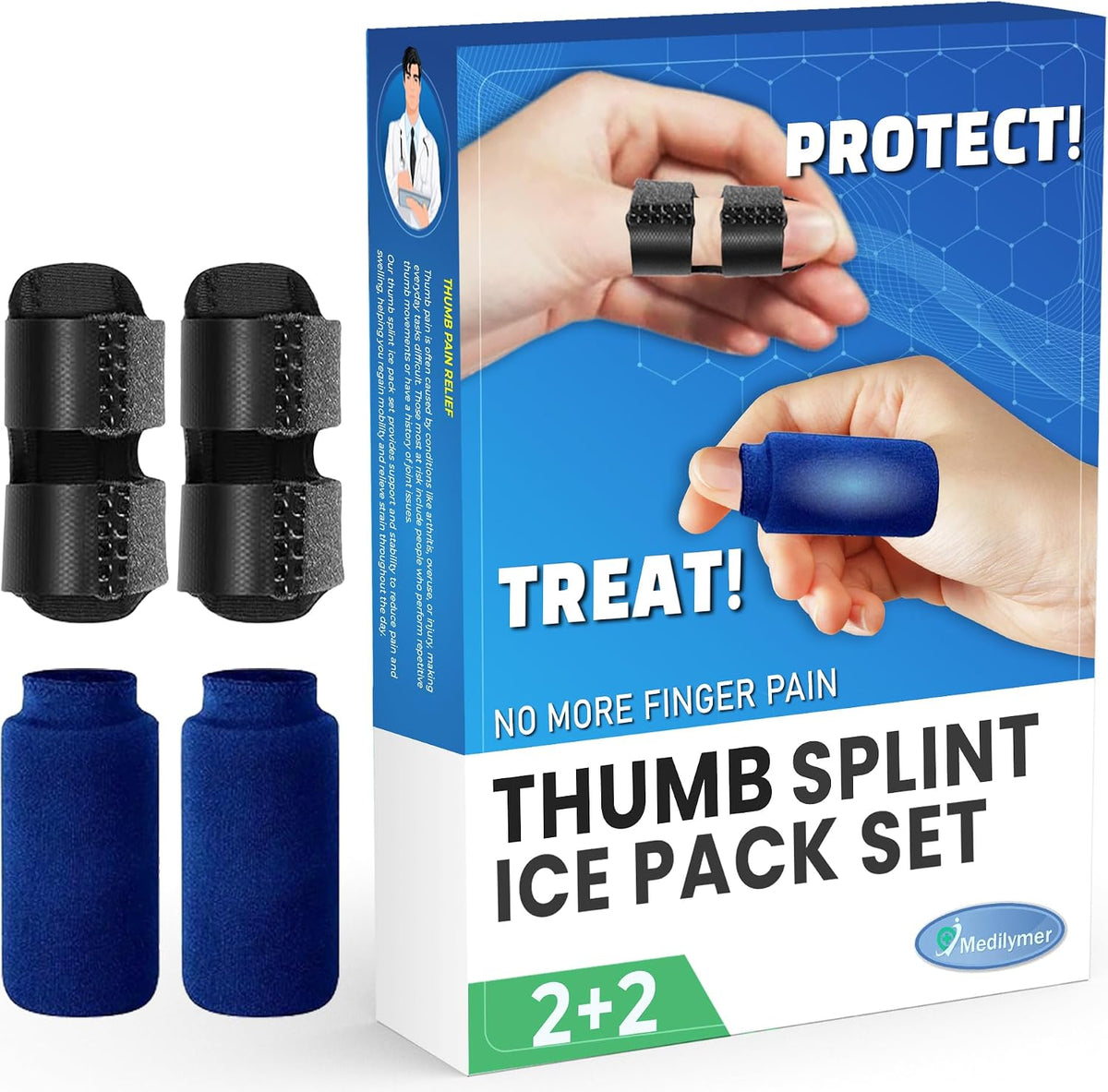 Thumb Splint (2 Pack) Trigger Thumb Splint, Thumb Brace for Pain Relief