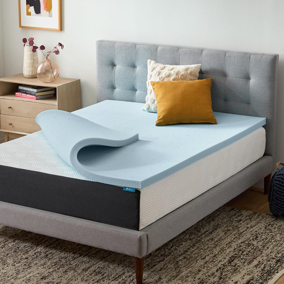 Lucid 4 Inch Memory Foam Mattress Topper, Twin XL Size – Cooling Gel Bed Topper – Preassure-Relieving Ultra Plush Feel – Ventilated Breathable Design – CertiPur Certified - Dorm Room Essentials