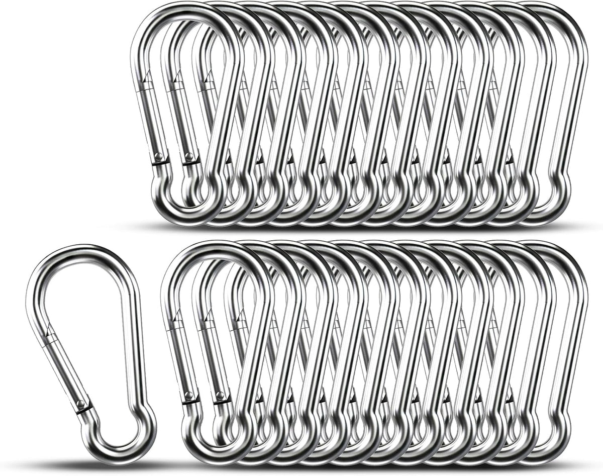 Small Carabiner Clip Hooks, 10pcs 1.57 inch Carabiners Heavy Duty, 304 Stainless Steel Spring Snap Hook Fits Camping Hiking, Metal Clips for Rope Chain Keychain Keys Rings