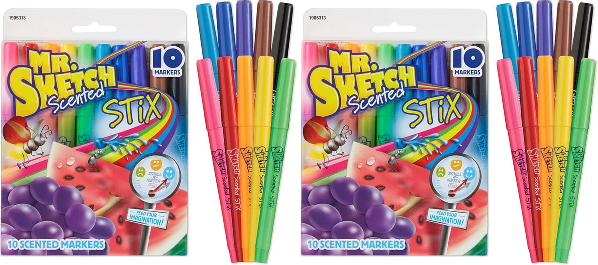 Mr. Sketch Scented Stix Markers, Fine Tip, 10 Count - Fun for Kids, Coloring, Spark Creativity, Arts & Crafts