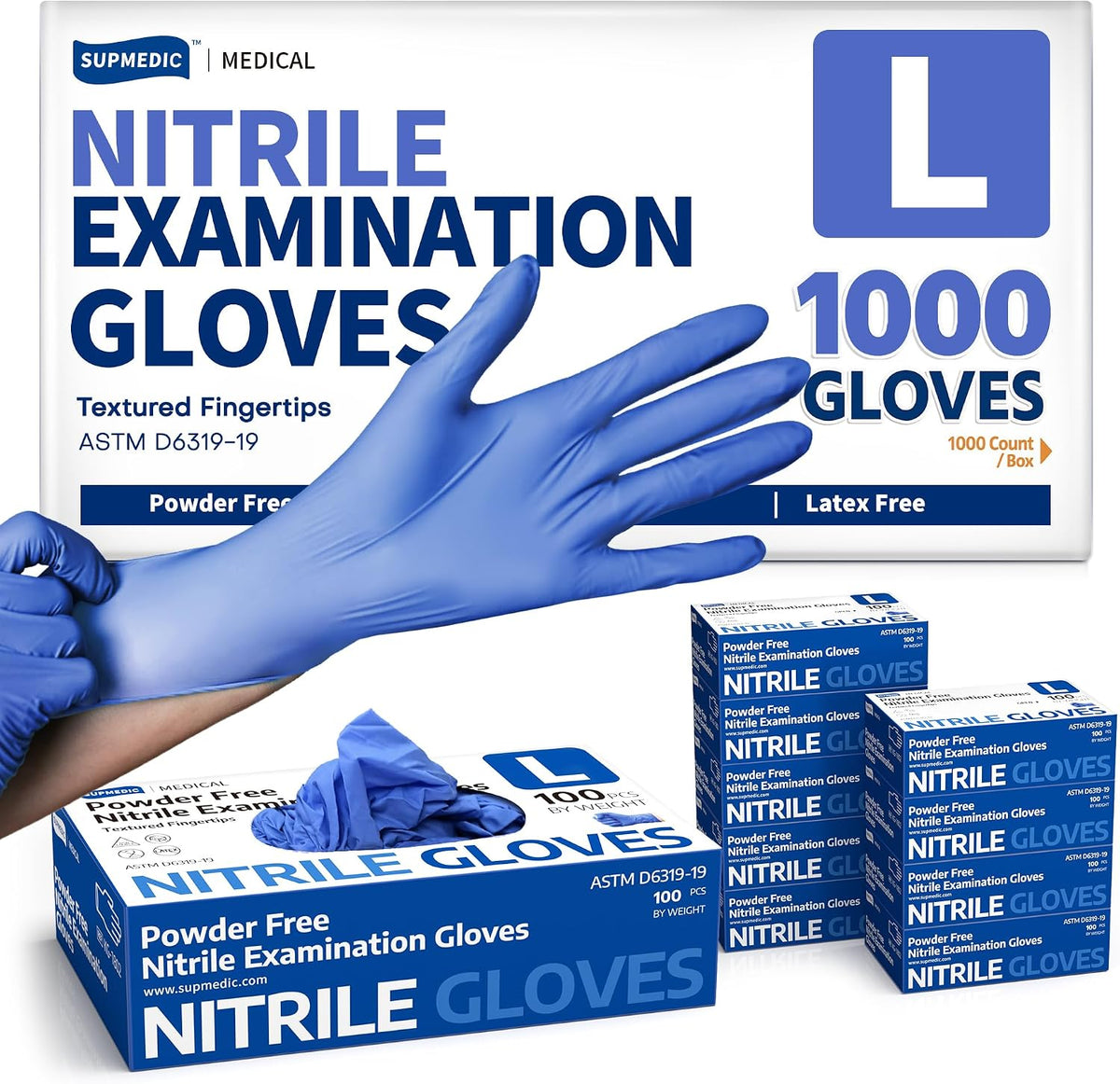 Supmedic Soft Max™ Nitrile Exam Gloves, Powder-Free Disposable Blue Iris