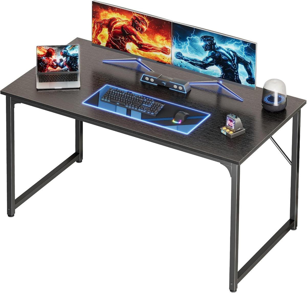 PRAISUN 47 X 24 Inch Computer Desk with Deeper Desktop, Gaming Office Writing Work Desk for Home Office, Study, Bedroom, Work from Home, Metal Frame, Rustic Brown