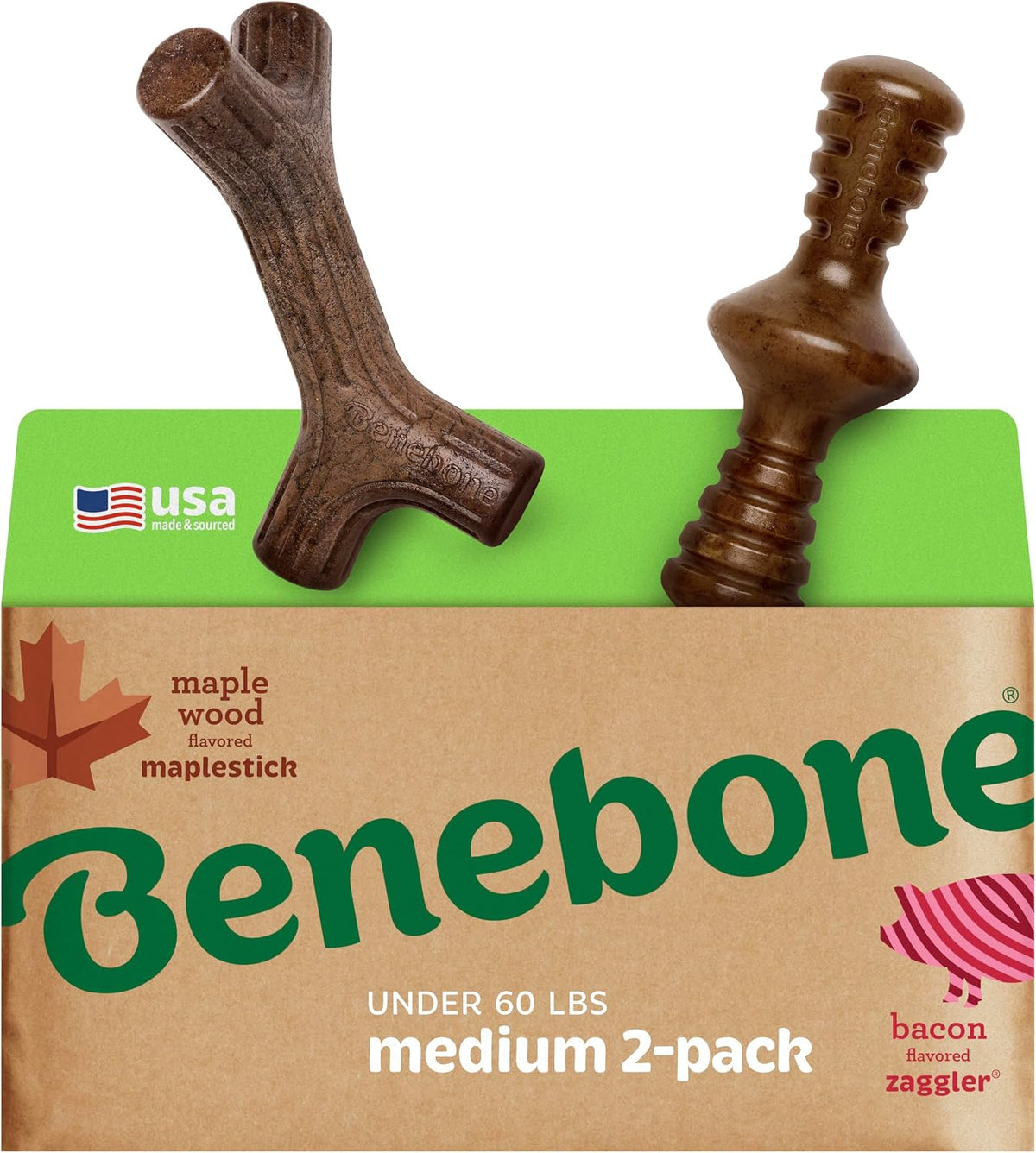 Benebone Small 4-Pack Dog Toys for Aggressive Chewers – Under 30 lbs | Durable, Multipack, Super Chewer, Made in USA, Dog Bones, Long-Lasting, A Size for Every Dog, Keeps Them Busy