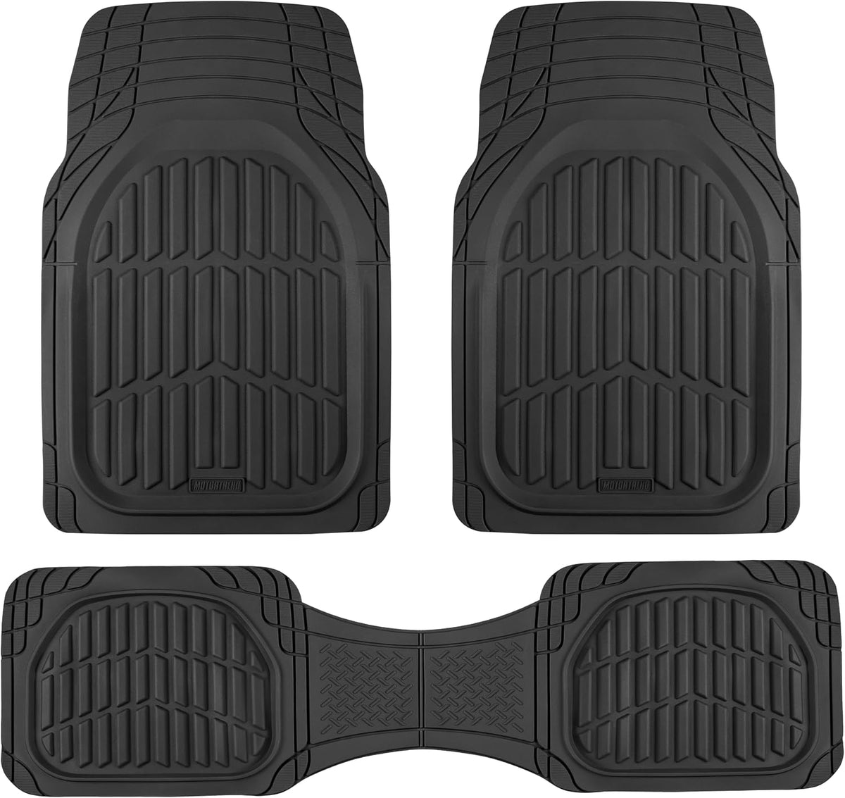 Motor Trend FlexTough Floor Mats for Cars, Black Deep Dish All-Weather Car Mats, Waterproof Trim-to Fit Automotive Floor Mats for Cars Trucks SUV, Universal Floor Liner Car Accessories