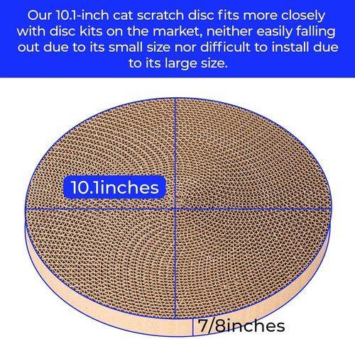 Round Cat Scratcher Refill - 10 Inch Diameter, 7/8 Inch Thickness - Cardboard Cat Scratcher Scratching Board Replacement Pads (2pcs) for Indoor Cats